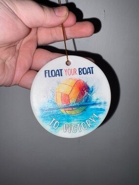 Float your boat to victory ceramic Christmas ornament!